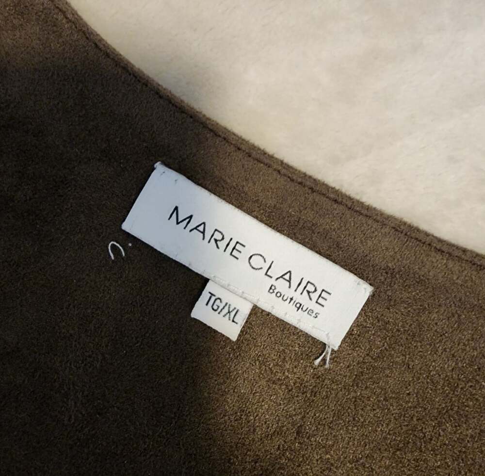 Marie Claire Striped Cozy Fall Dress Size TG/XL Multi-Color Velvet taupe collar - Picture 4 of 13